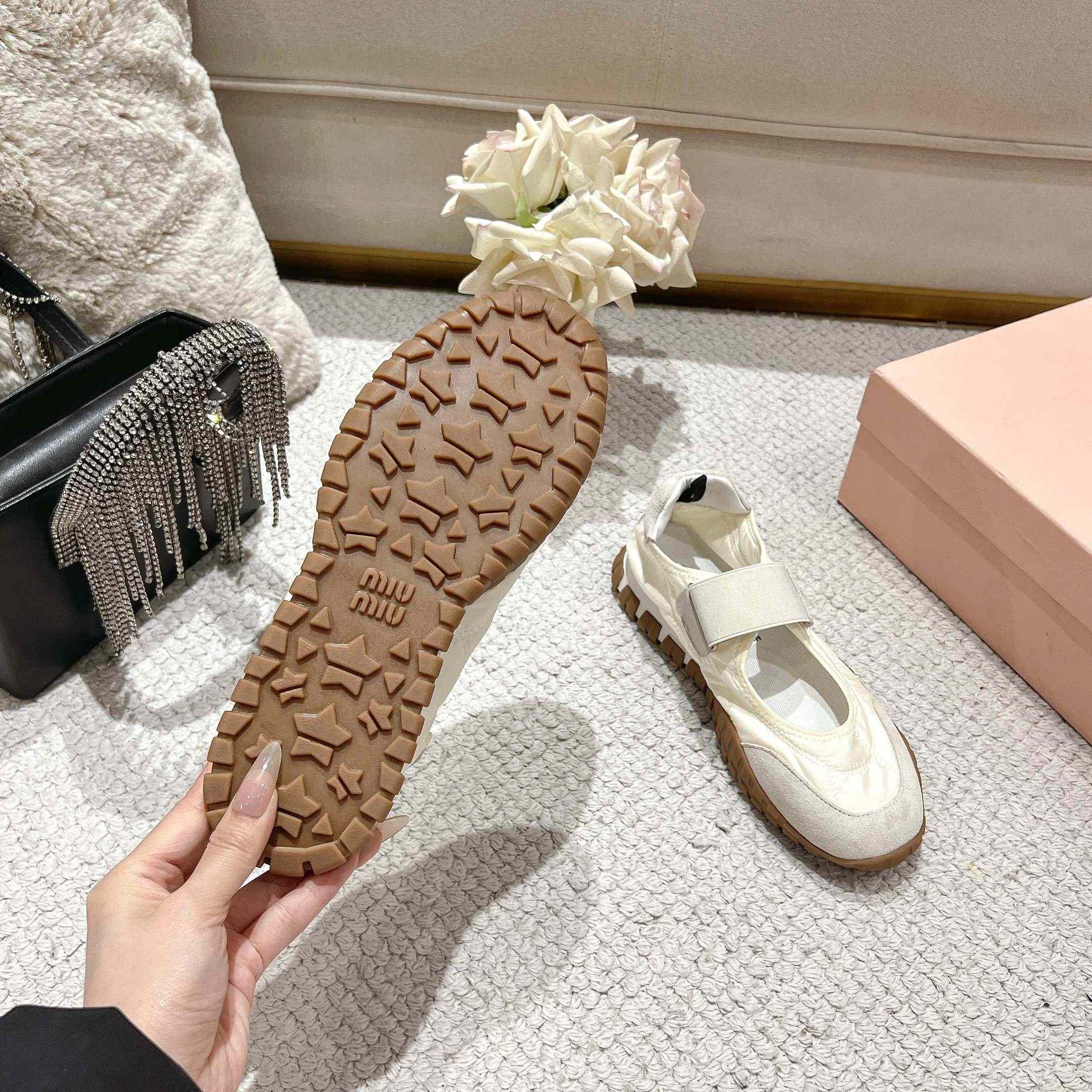 Miu Miu Tyre Technical Fabric And Suede Ballerinas - DopestKickz