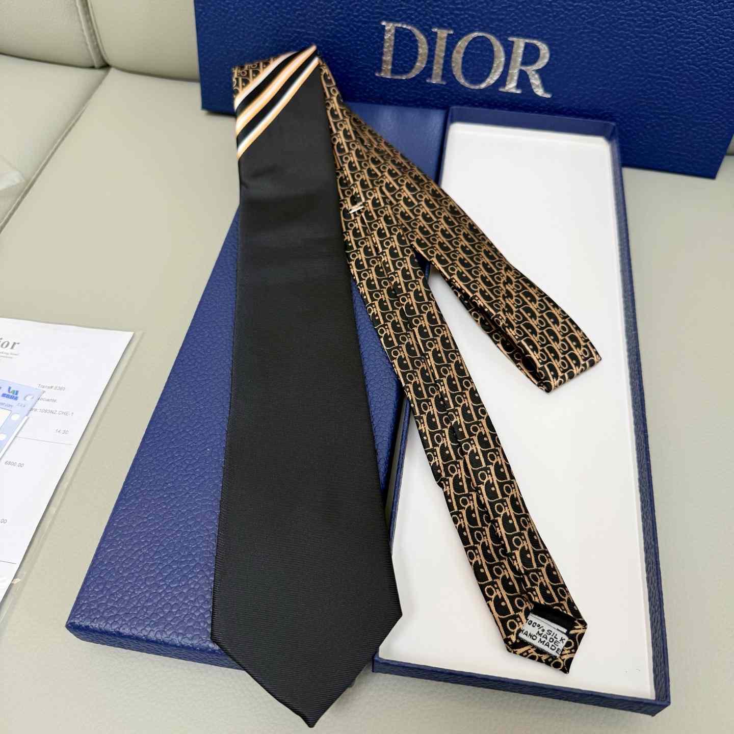 Dior Striped Dior Oblique Tie - DopestKickz