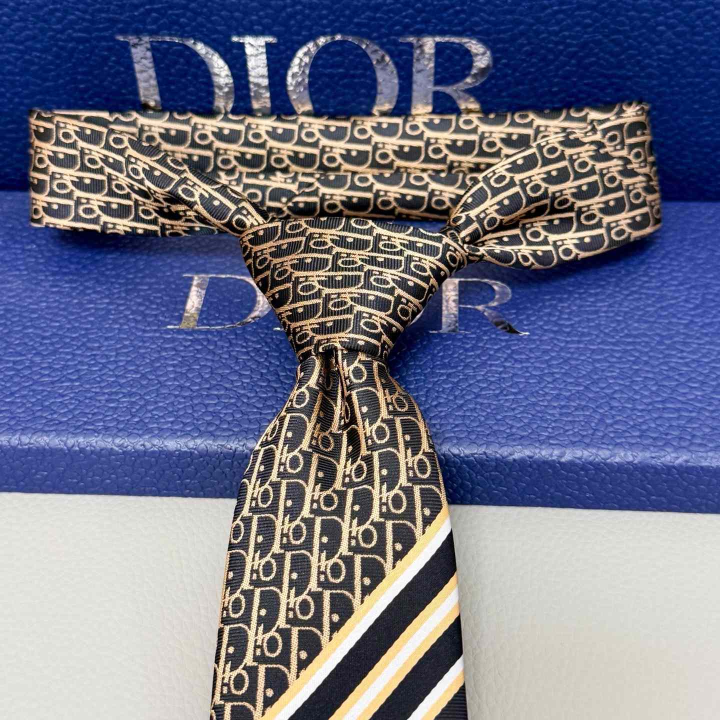 Dior Striped Dior Oblique Tie - DopestKickz