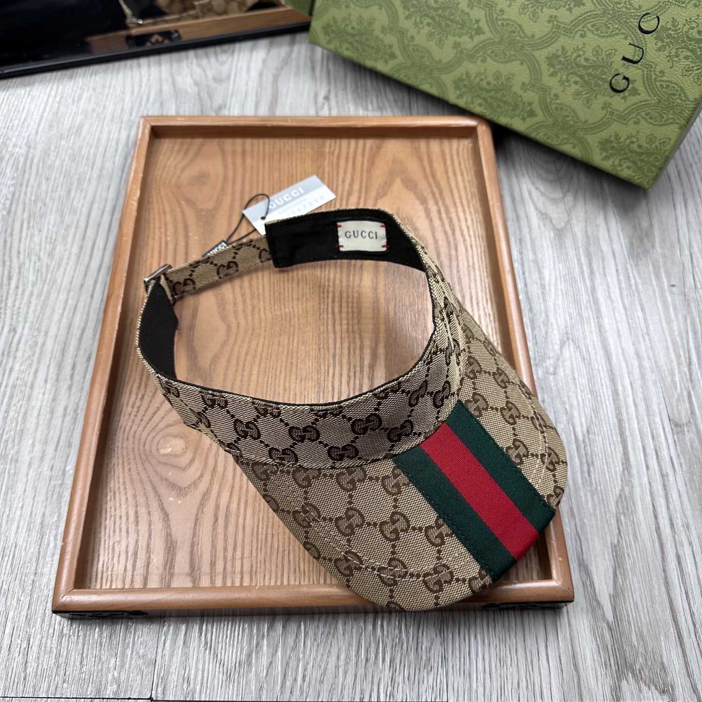 Gucci Original GG Canvas Visor With Web - DopestKickz