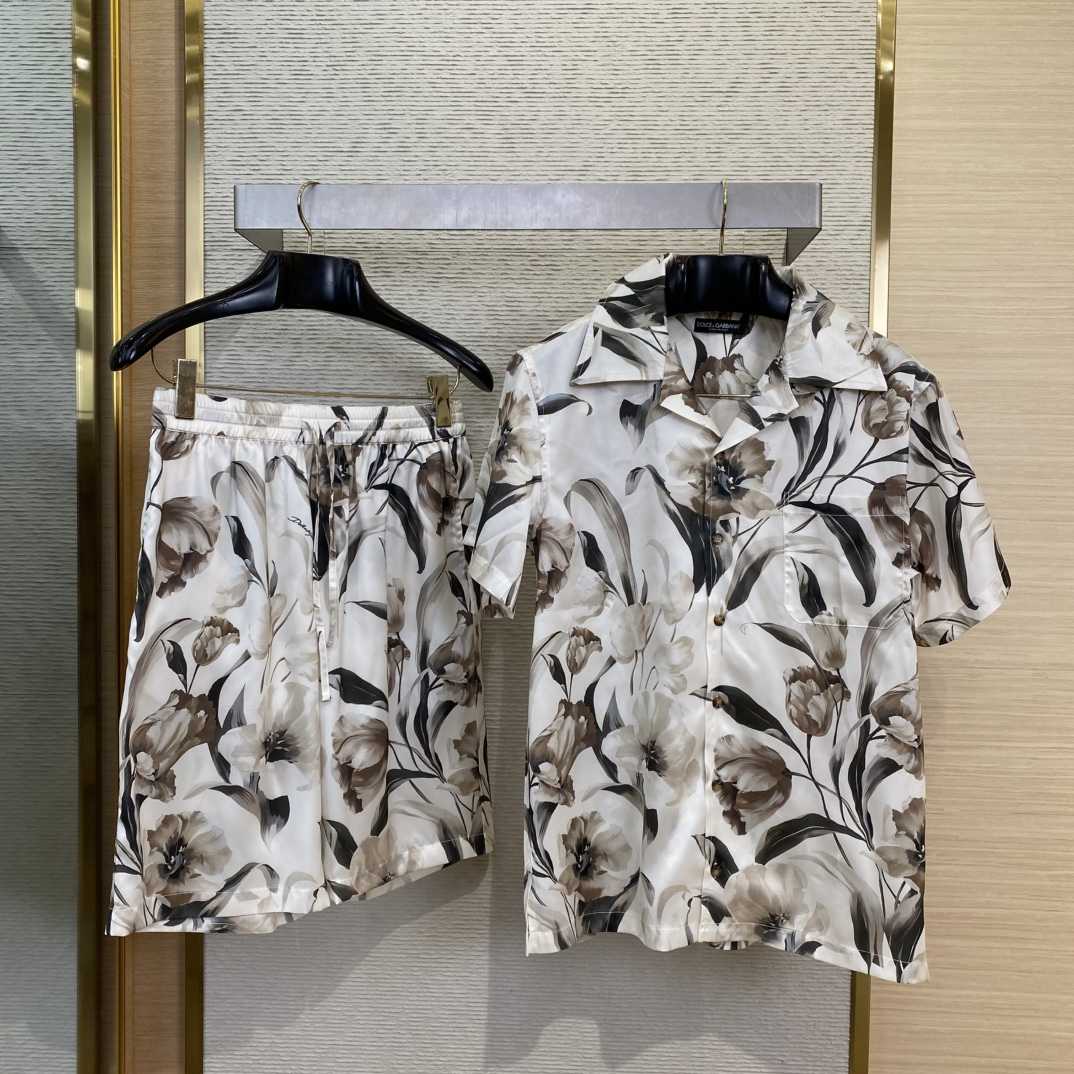 Dolce & Gabbana Tulip-print Silk Shirt And Shorts - DopestKickz