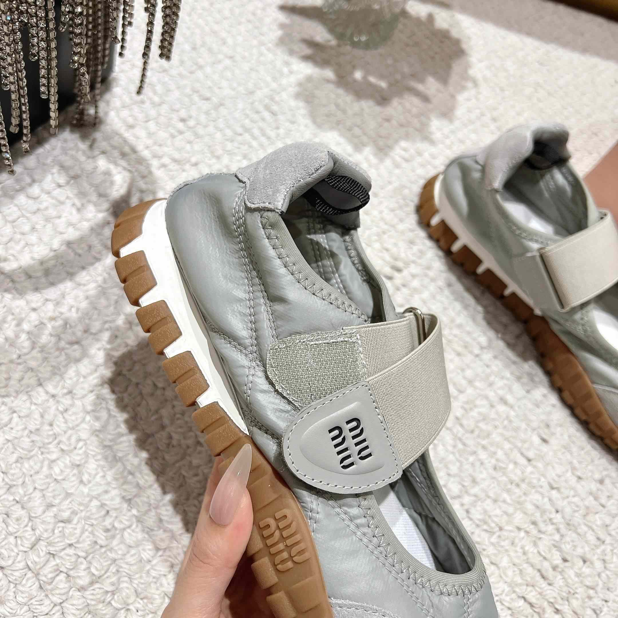 Miu Miu Tyre Technical Fabric And Suede Ballerinas - DopestKickz