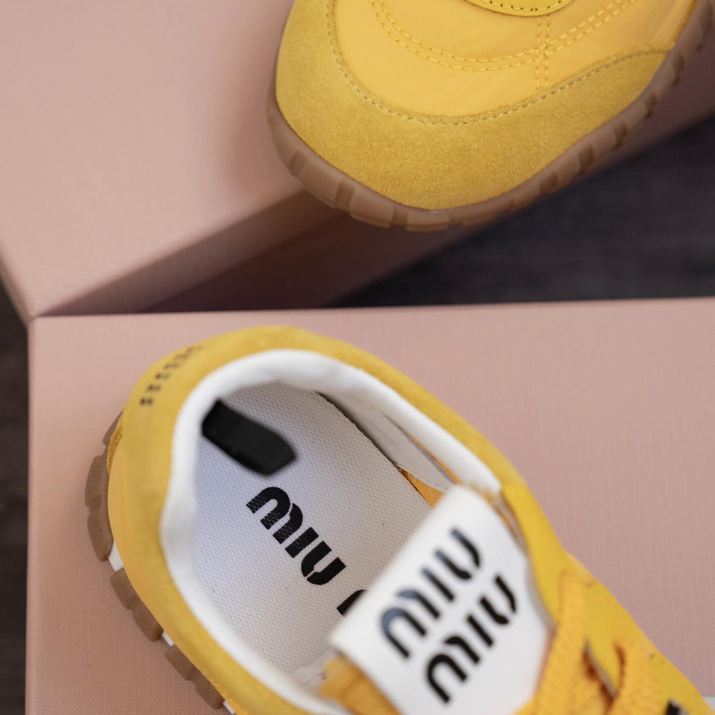 Miu Miu Tyre Technical Fabric And Suede Sneakers - DopestKickz