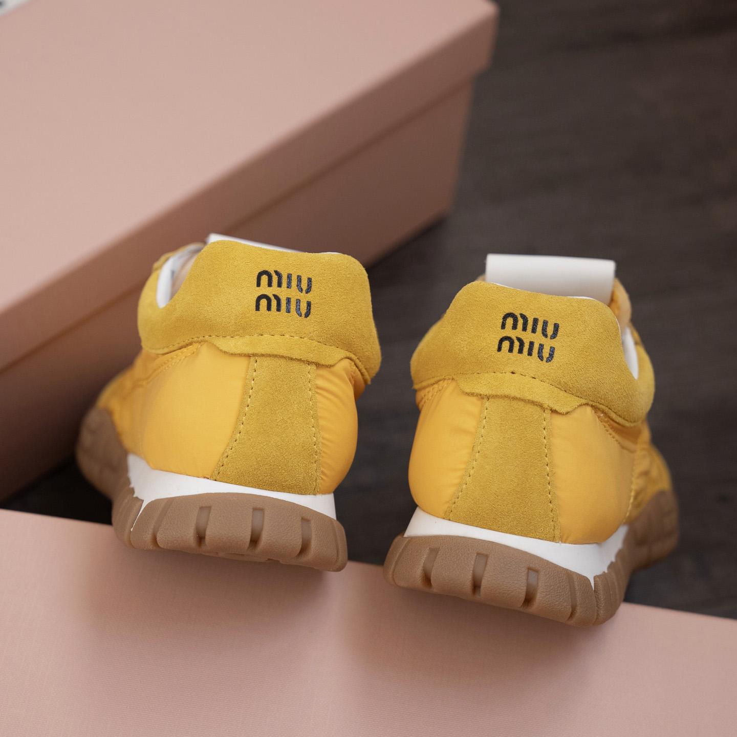 Miu Miu Tyre Technical Fabric And Suede Sneakers - DopestKickz