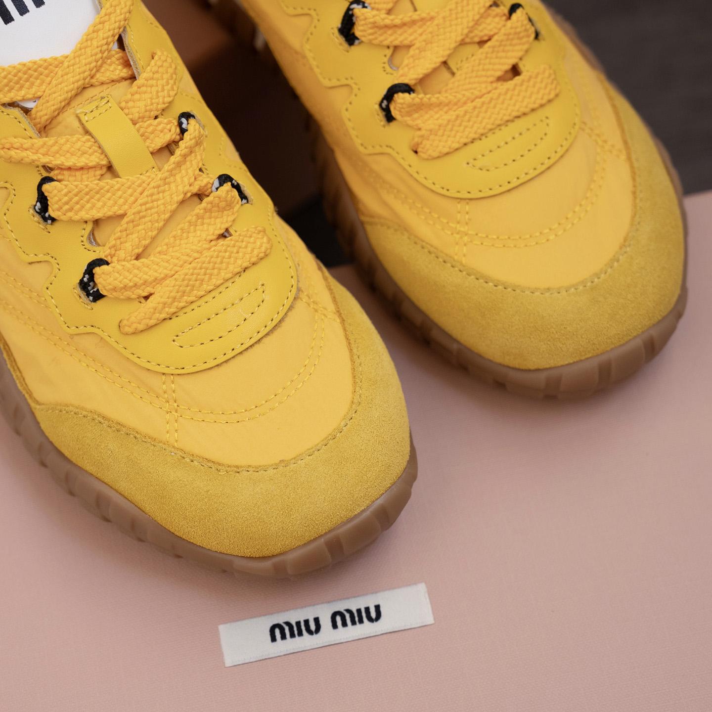 Miu Miu Tyre Technical Fabric And Suede Sneakers - DopestKickz