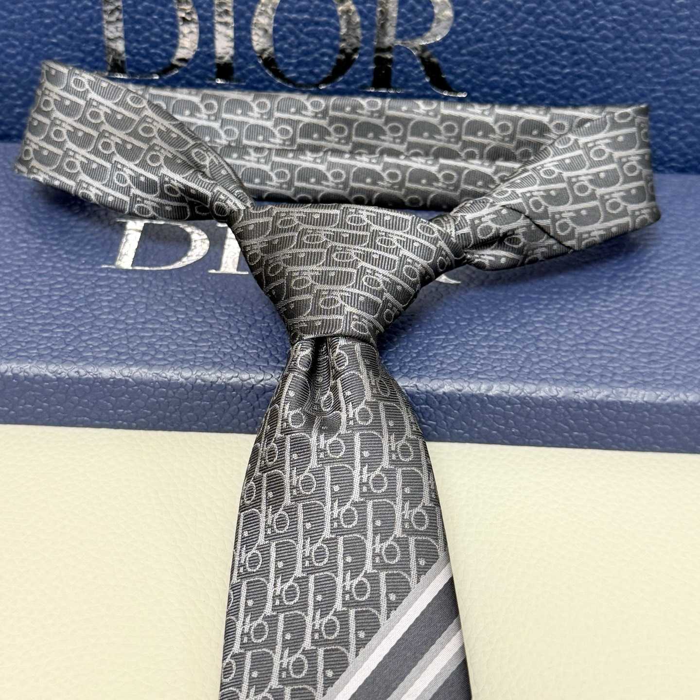 Dior Striped Dior Oblique Tie - DopestKickz