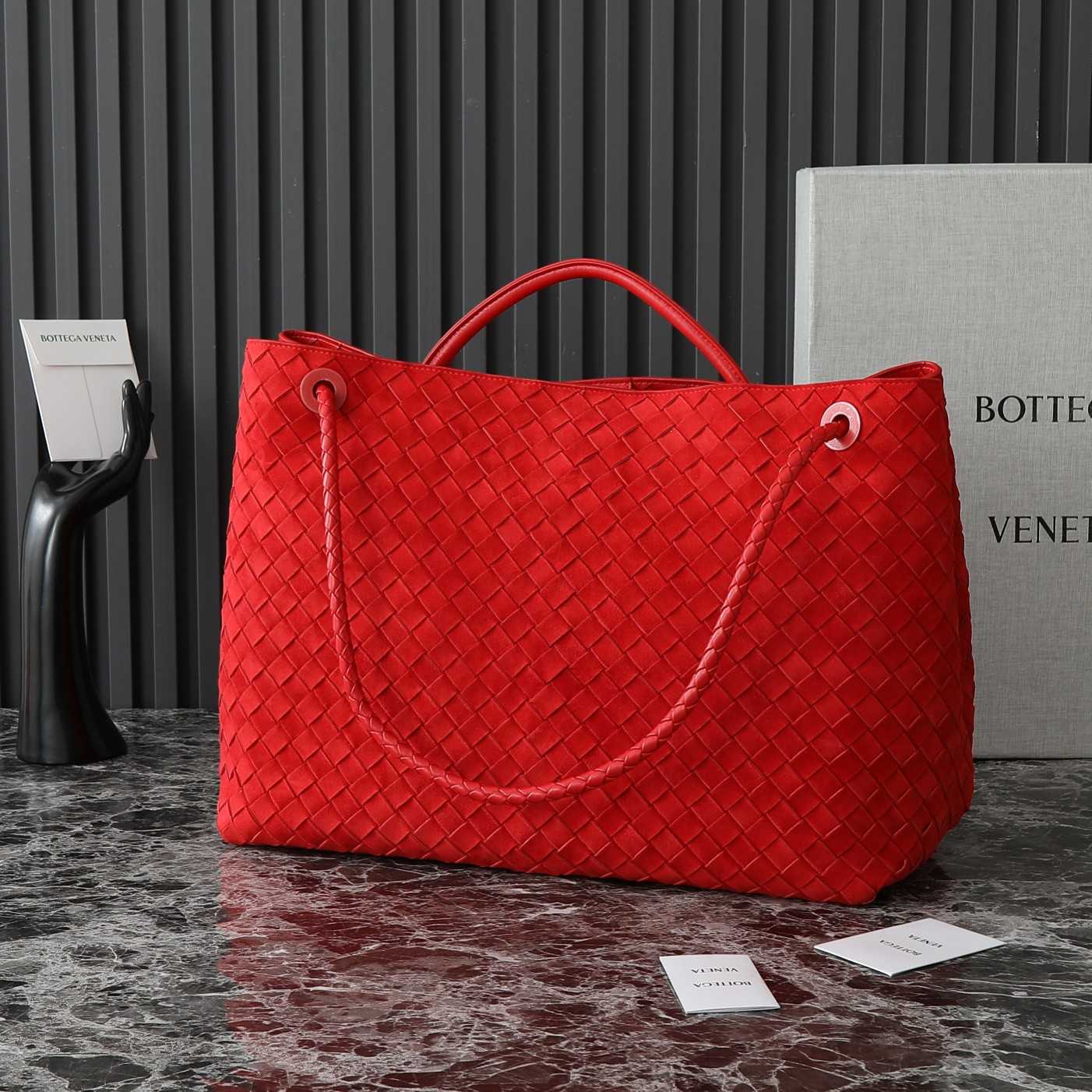 Bottega Veneta Large Andiamo Intrecciato Suede Tote    - DopestKickz