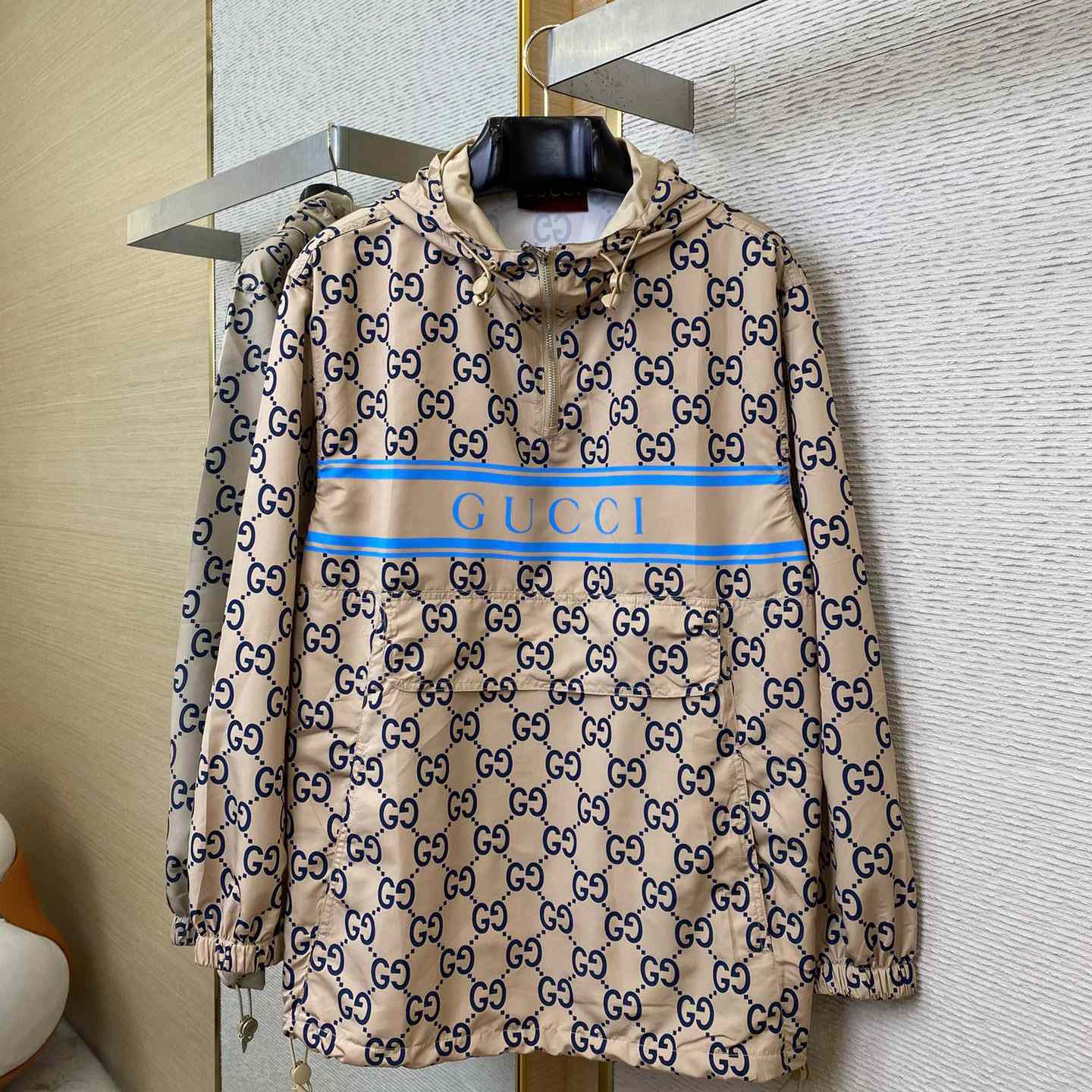 Gucci Men's GG Monogram Logo Hooded Jacket - DopestKickz