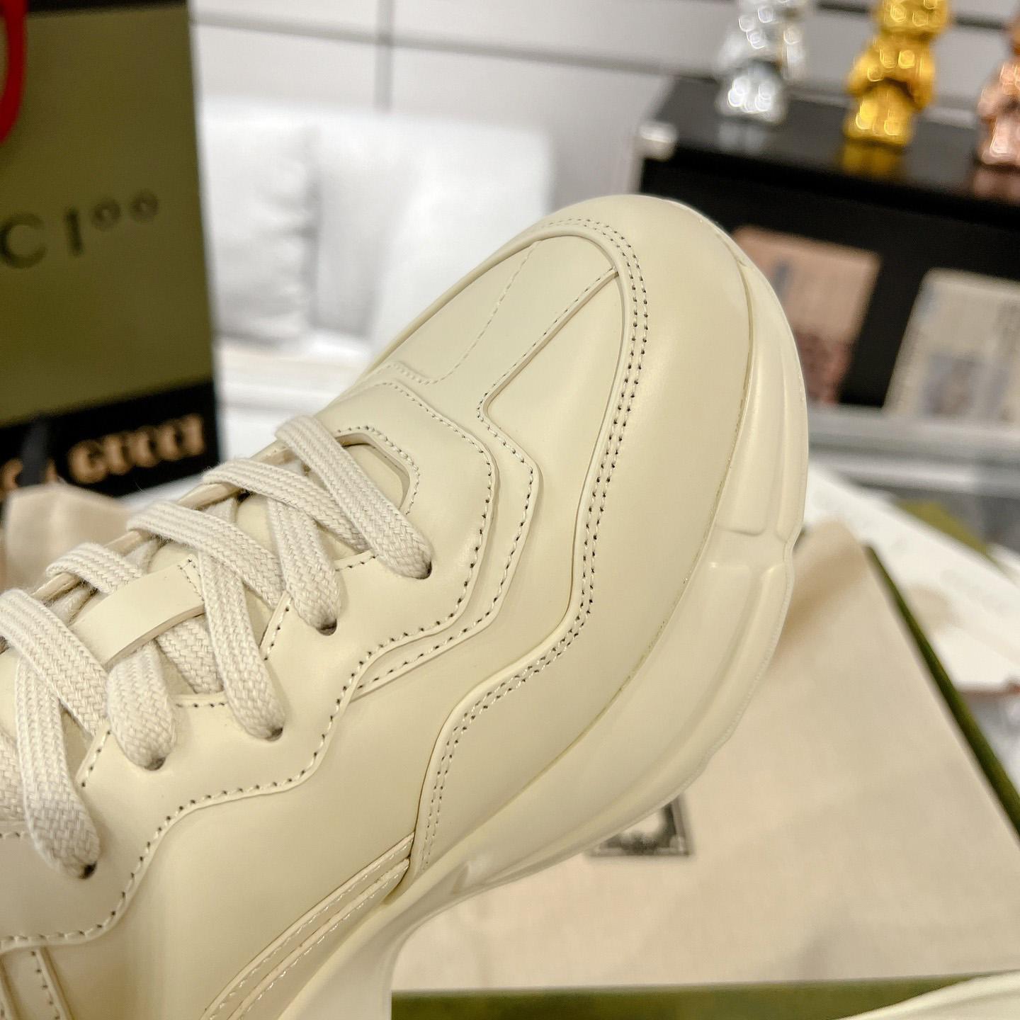 Gucci Rhyton Logo Ivory Leather Sneaker - DopestKickz