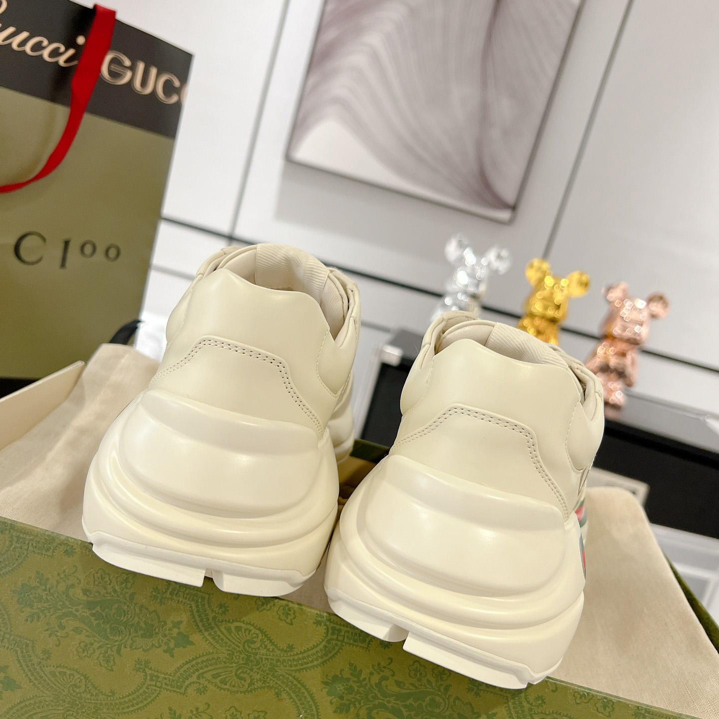 Gucci Rhyton Logo Ivory Leather Sneaker - DopestKickz