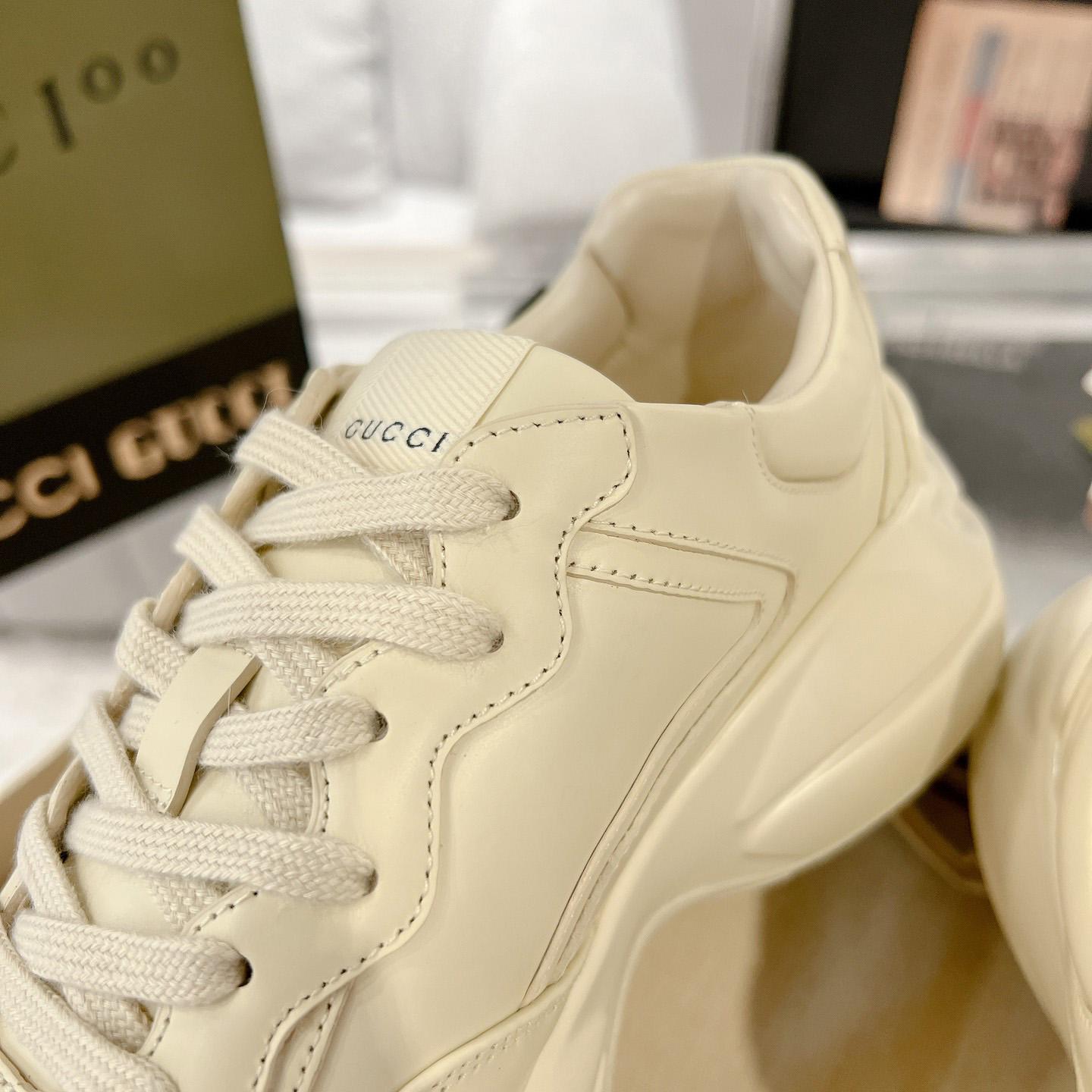 Gucci Rhyton Logo Ivory Leather Sneaker - DopestKickz