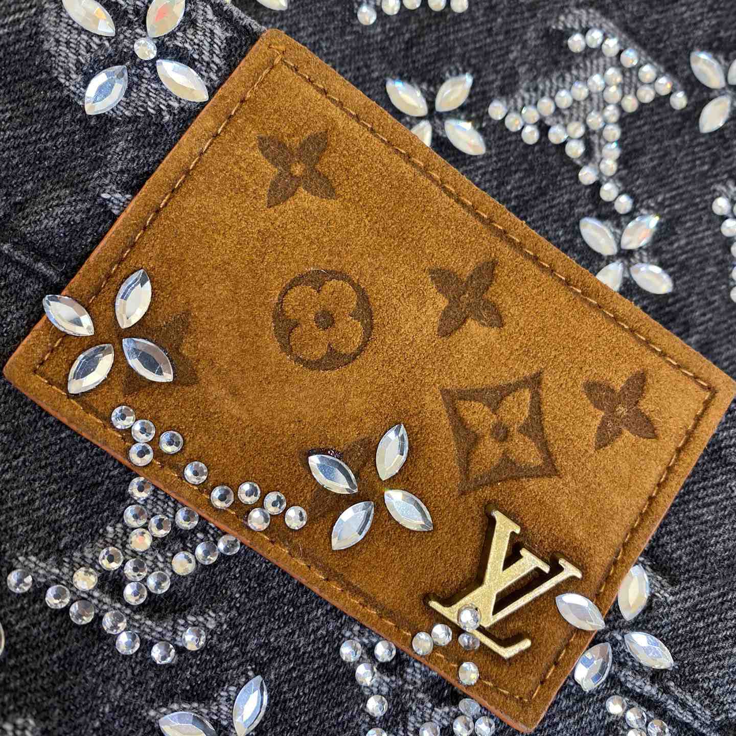 Louis Vuitton Embroidered Monogram Baggy Denim Pants   1ABY8N - DopestKickz