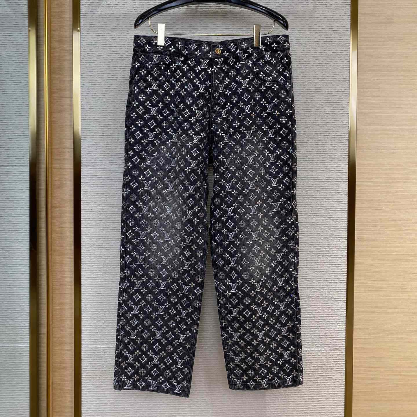 Louis Vuitton Embroidered Monogram Baggy Denim Pants   1ABY8N - DopestKickz