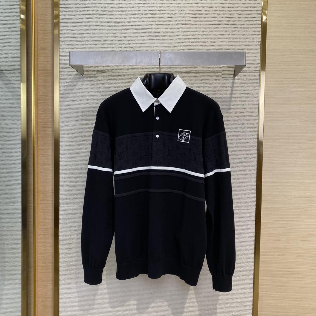 Louis Vuitton Monogram Jacquard Long-Sleeved Polo Shirt   1AGTMB - DopestKickz
