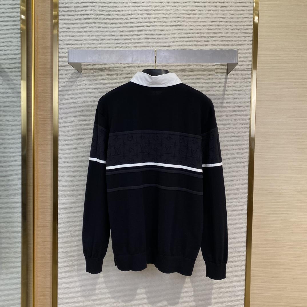 Louis Vuitton Monogram Jacquard Long-Sleeved Polo Shirt   1AGTMB - DopestKickz