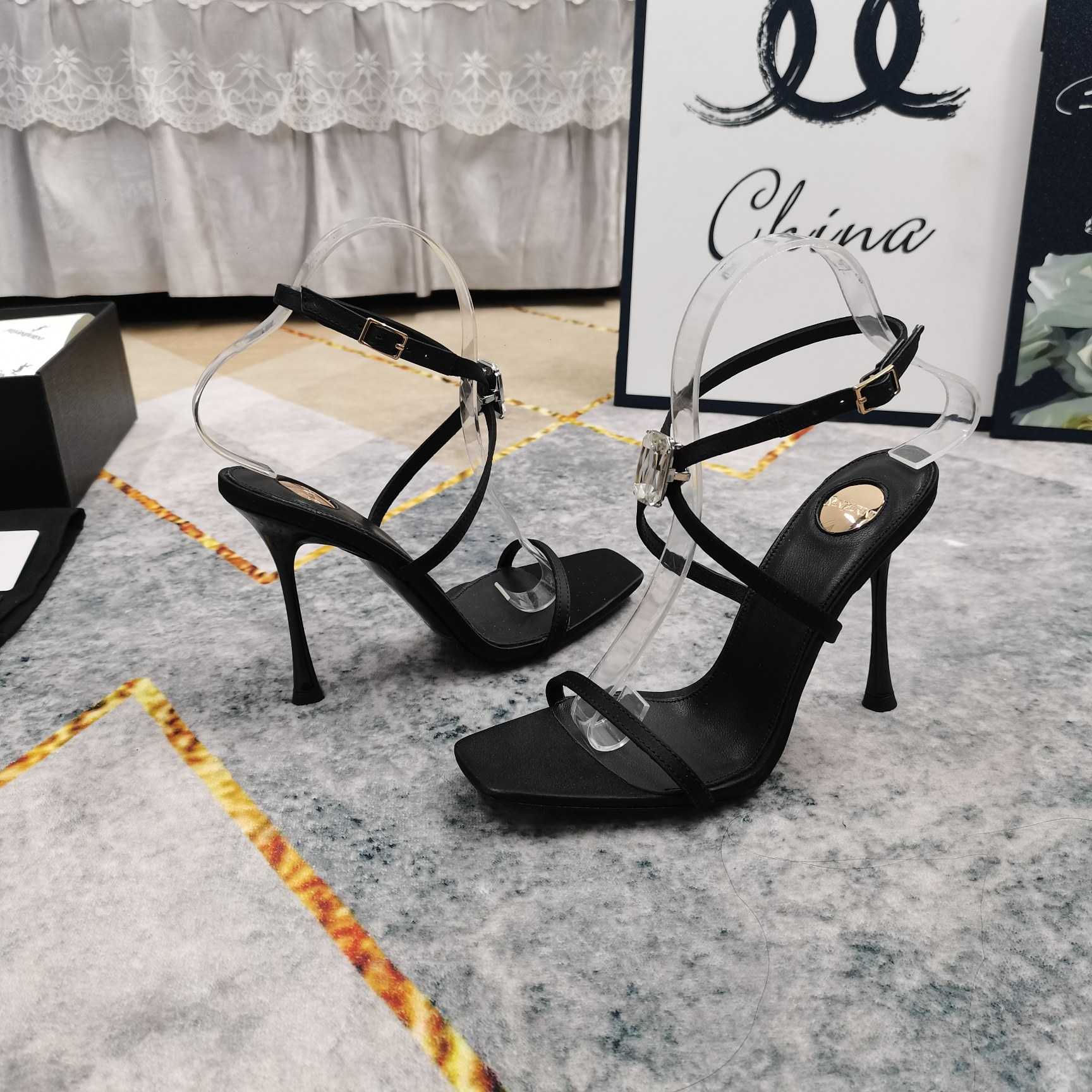 Saint Laurent Harlow Sandals In Satin Crepe And Crystals - DopestKickz