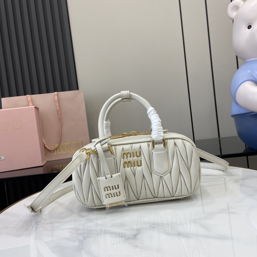 Miu Miu Arcadie Matelassé Nappa Leather Bag   22cm - DopestKickz