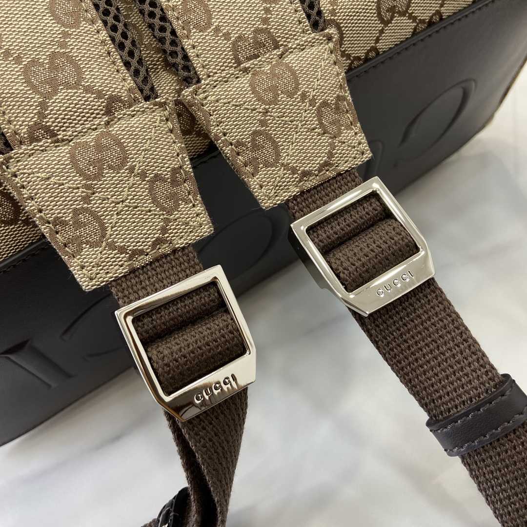 Gucci Medium GG Backpack With Web - DopestKickz