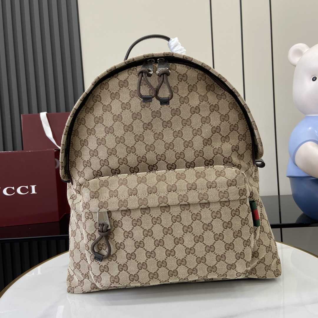 Gucci Medium GG Backpack With Web - DopestKickz