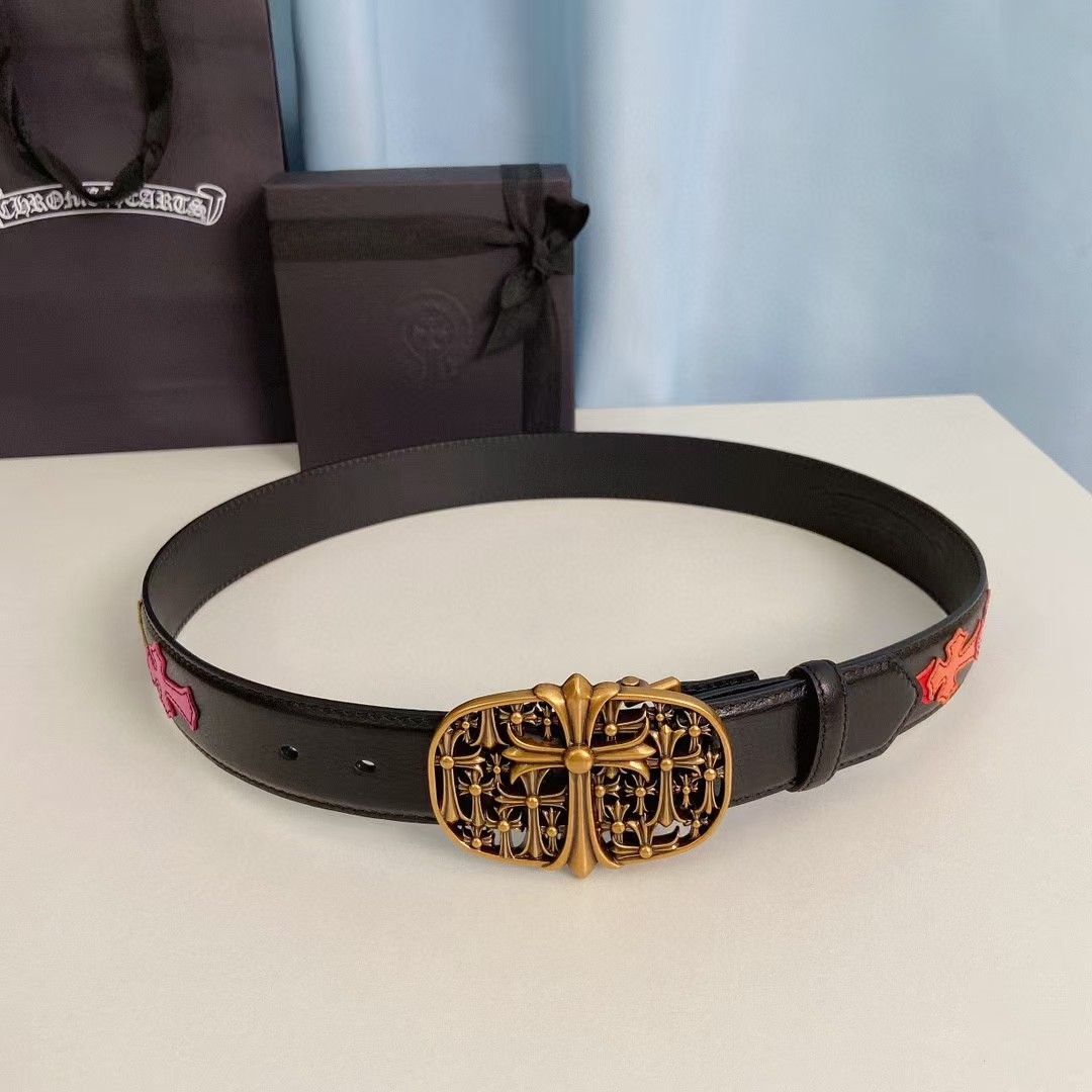 Chrome Hearts Leather Belt   - DopestKickz