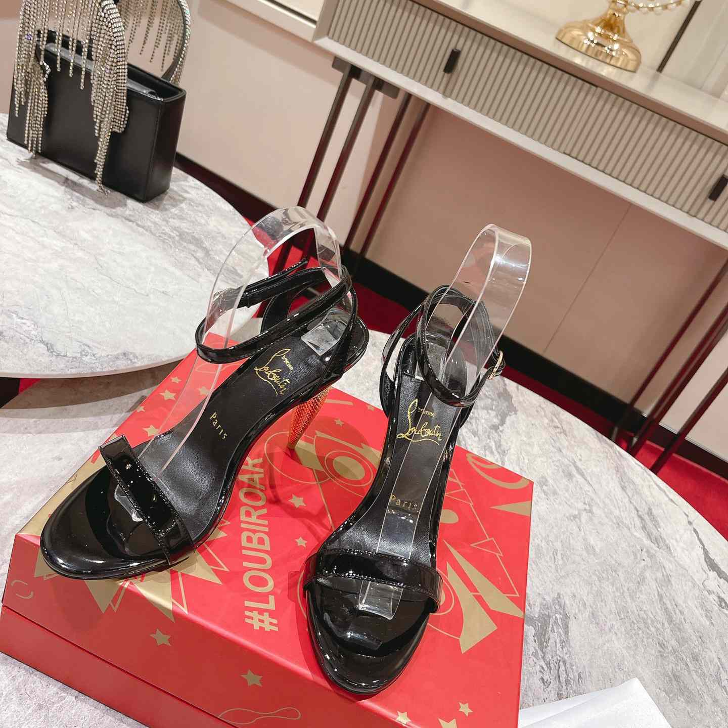 Christian Louboutin Patent Galva Lipqueen 100 Sandals - DopestKickz