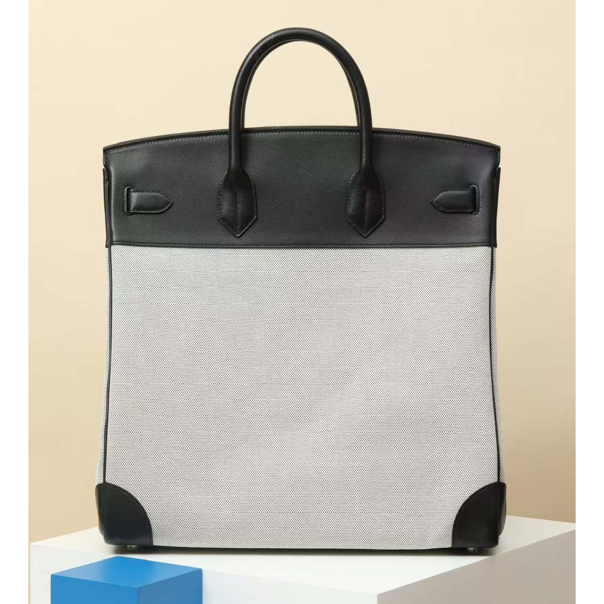 Hermès 40cm HAC Black Toile/Swift Leather Palladium Hardware - DopestKickz