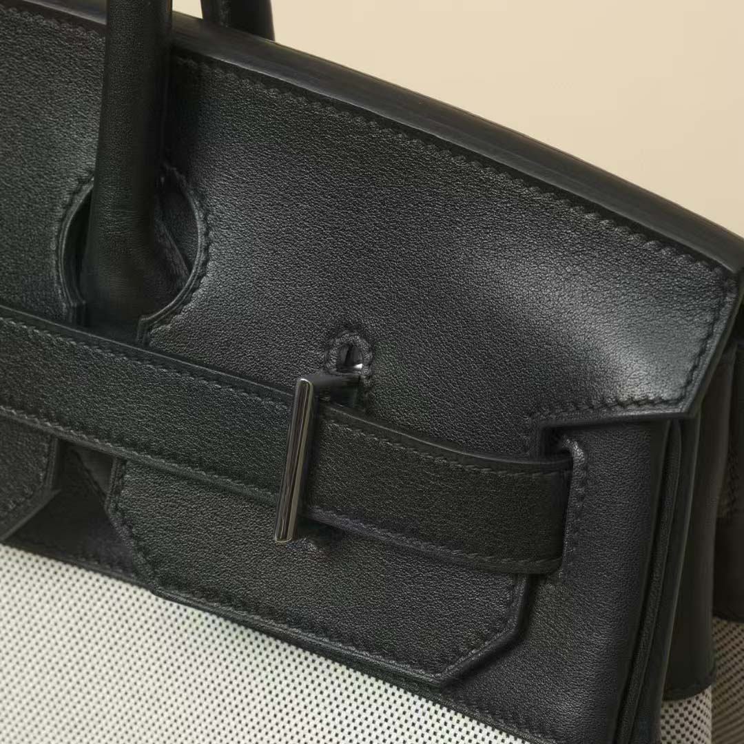 Hermès 40cm HAC Black Toile/Swift Leather Palladium Hardware - DopestKickz