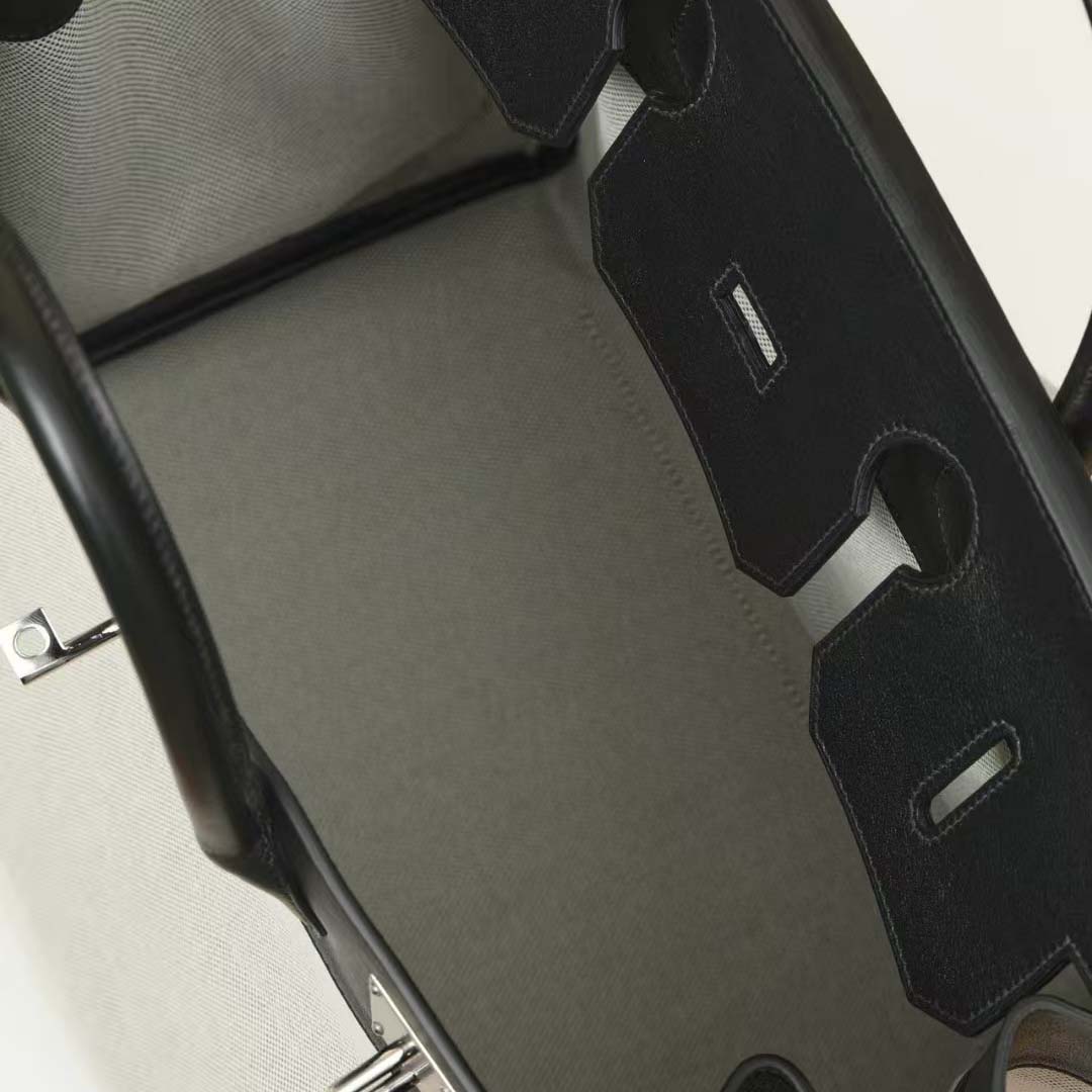 Hermès 40cm HAC Black Toile/Swift Leather Palladium Hardware - DopestKickz