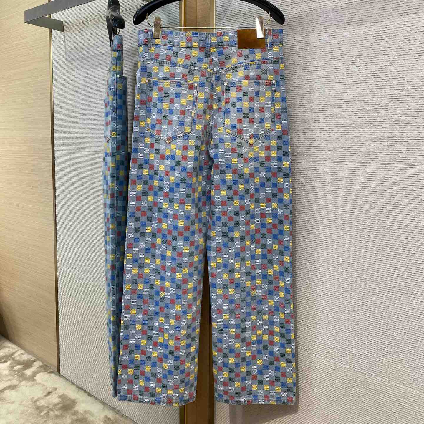 Louis Vuitton Damier Denim Wide-Leg Pants   1AHBMK - DopestKickz