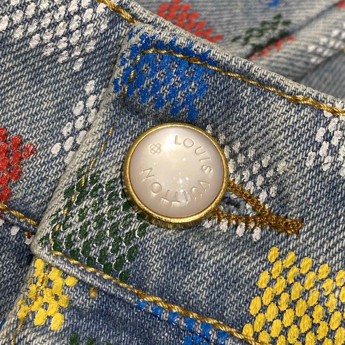 Louis Vuitton Damier Denim Wide-Leg Pants   1AHBMK - DopestKickz