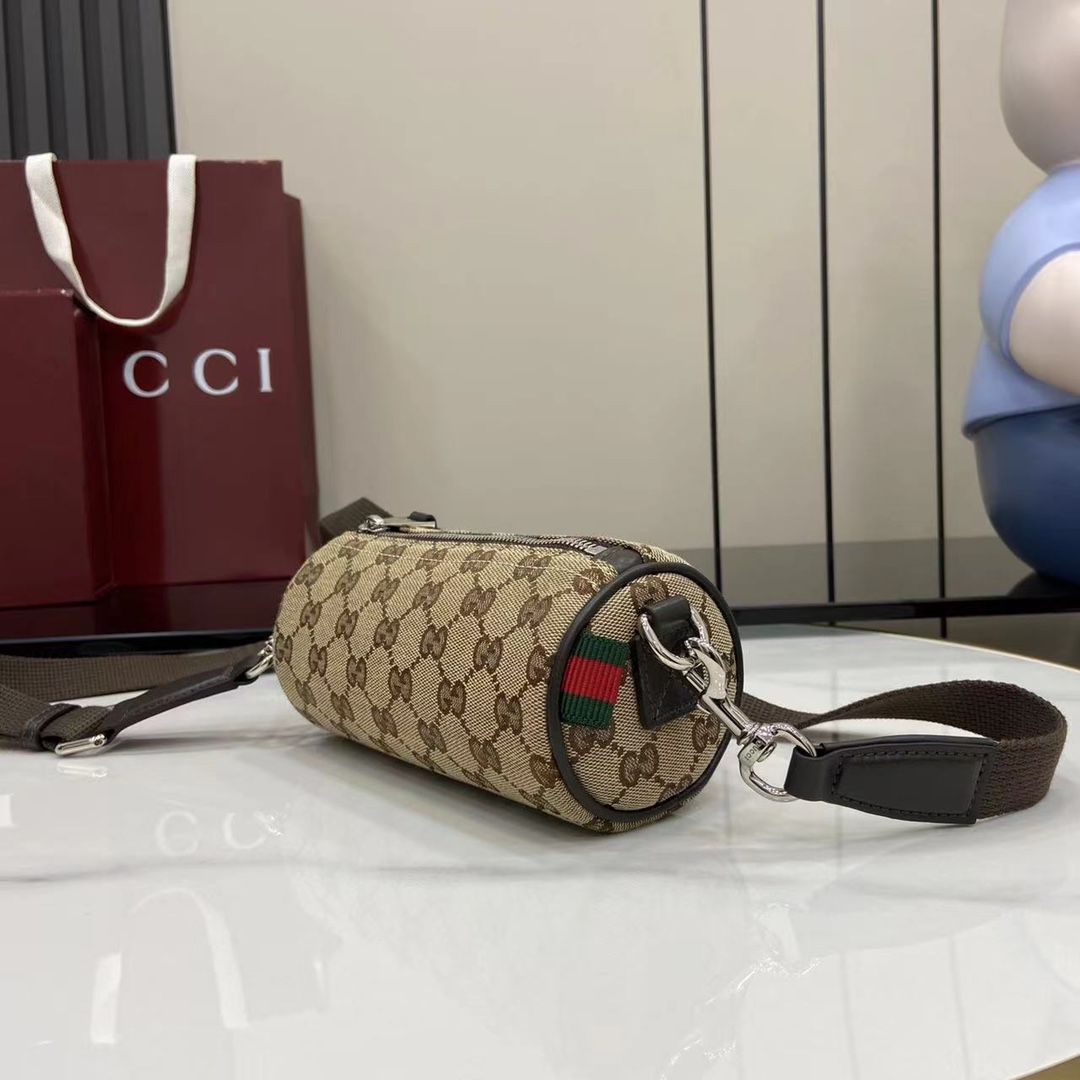 Gucci GG Canvas Mini Cylinder Bag - DopestKickz