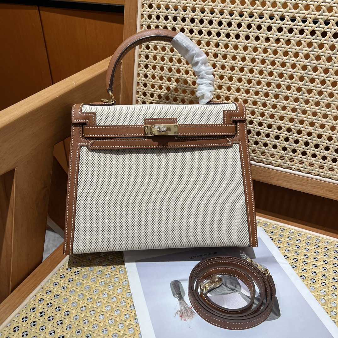 Hermes Vintage Toile & Barenia Kelly 25 - DopestKickz