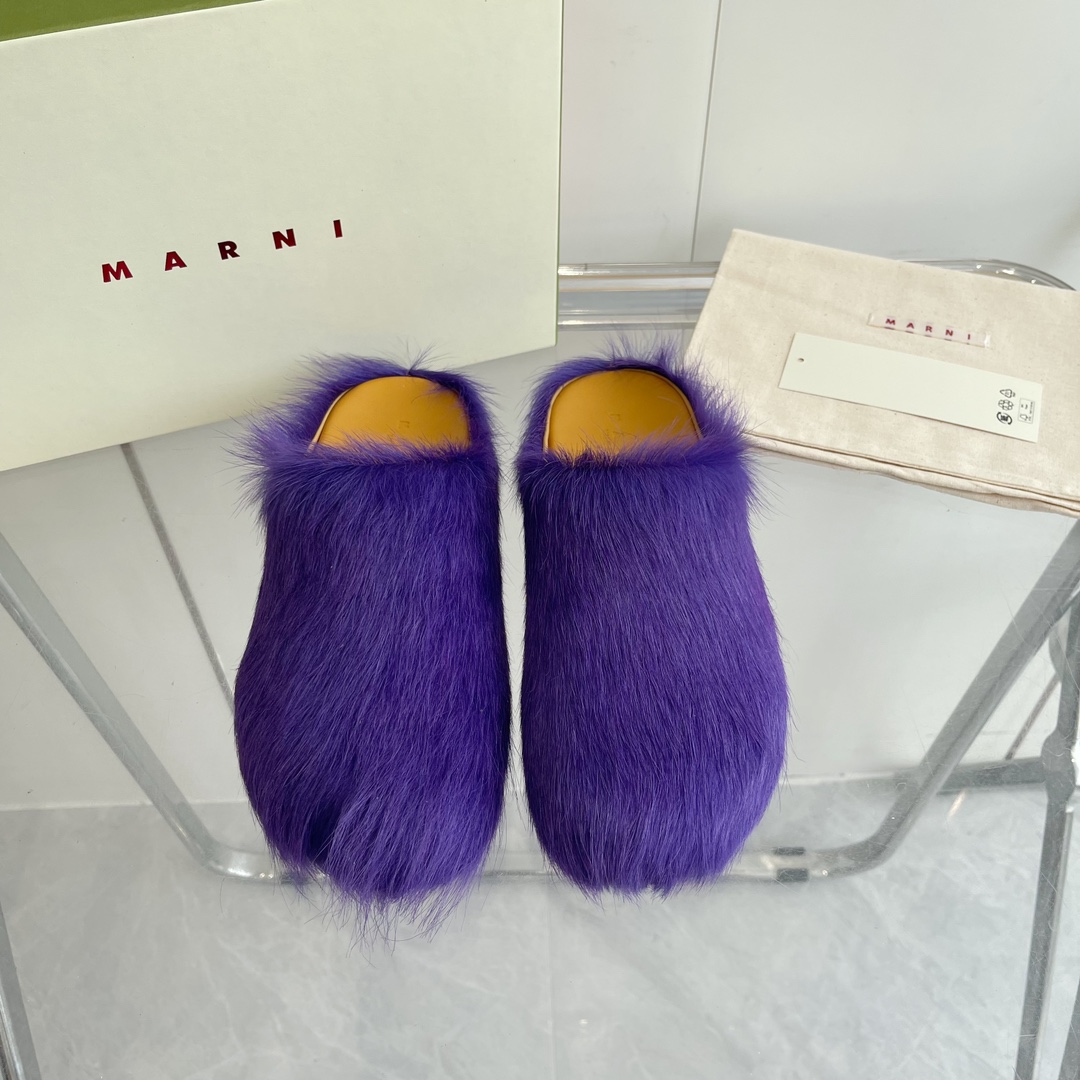 Marni Long Hair Calfskin Fussbett Sabot - DopestKickz