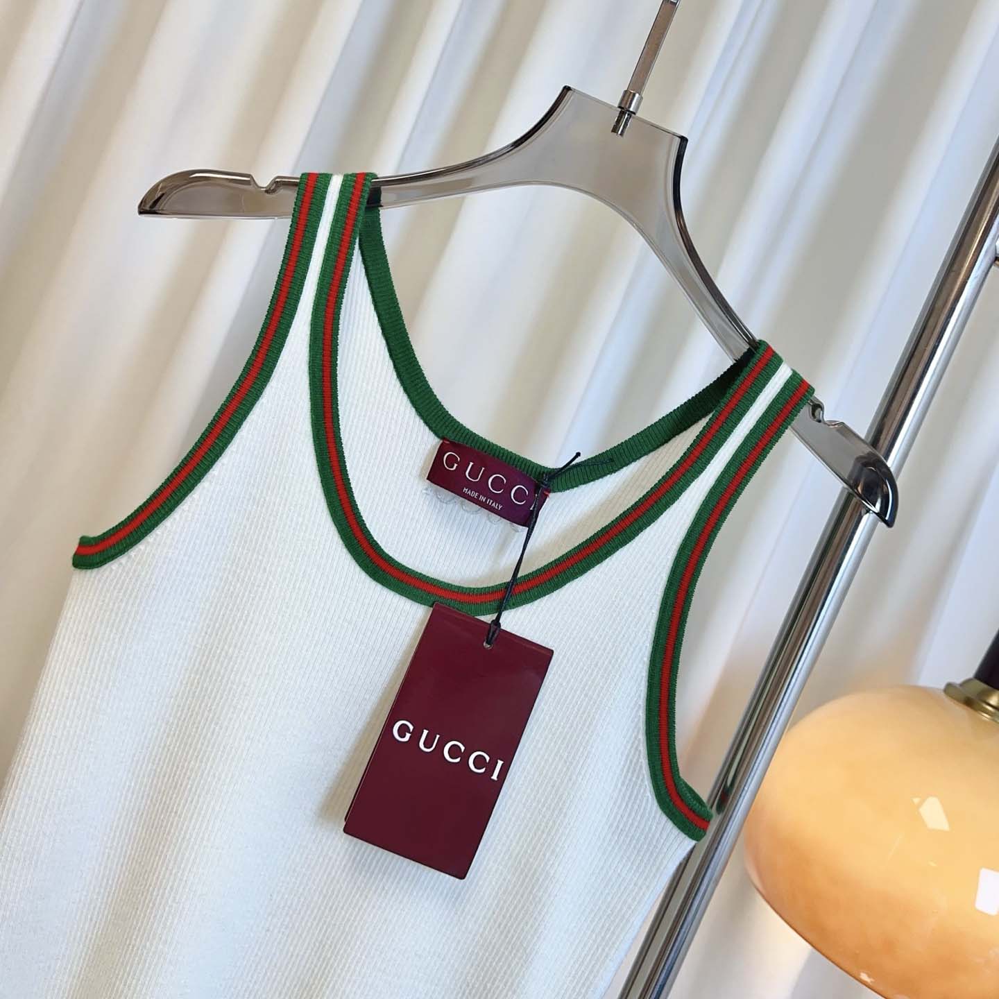 Gucci Cotton Tank Top With Web - DopestKickz