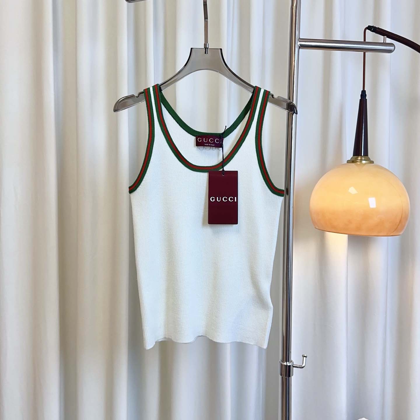 Gucci Cotton Tank Top With Web - DopestKickz