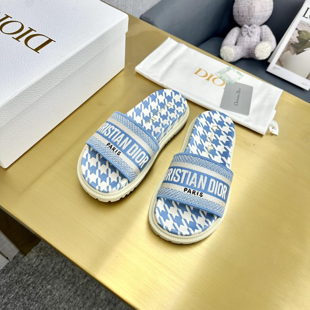 Dior Wmns DWay Slide 'Houndstooth - Corn Flower' - DopestKickz
