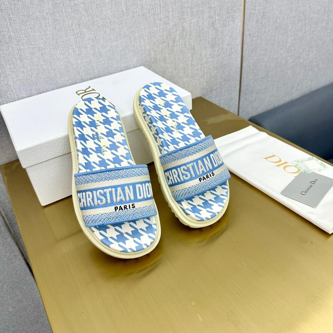 Dior Wmns DWay Slide 'Houndstooth - Corn Flower' - DopestKickz