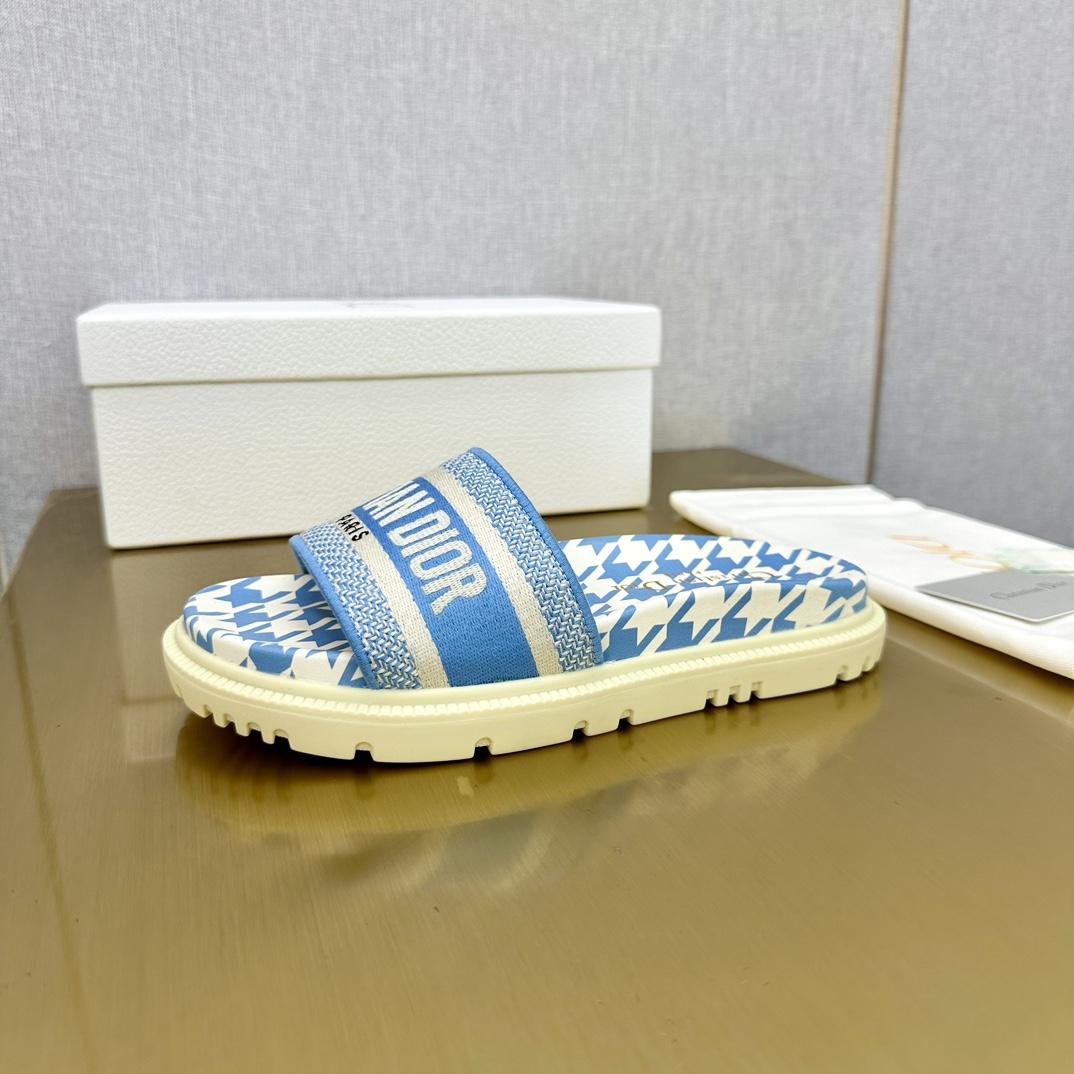 Dior Wmns DWay Slide 'Houndstooth - Corn Flower' - DopestKickz