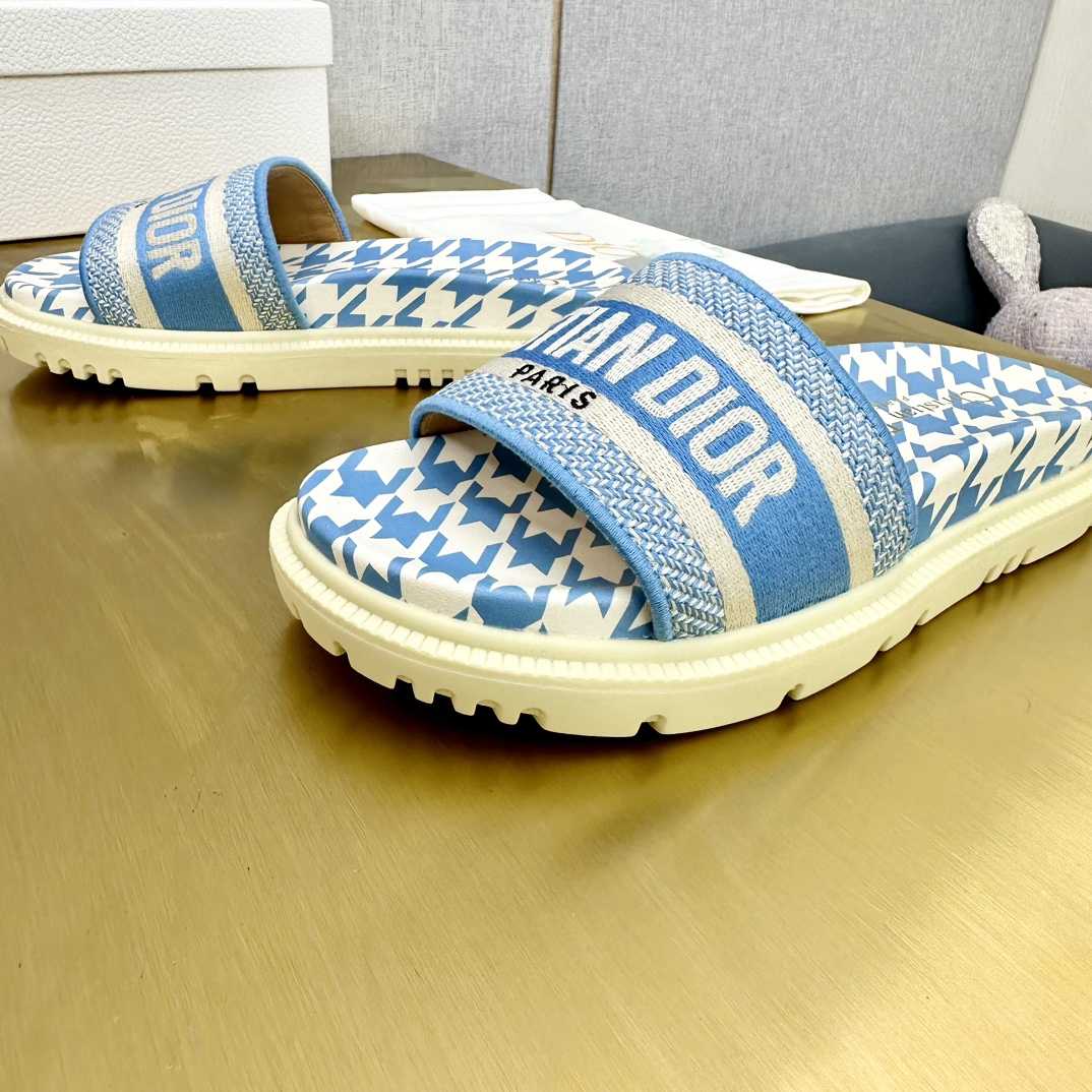 Dior Wmns DWay Slide 'Houndstooth - Corn Flower' - DopestKickz