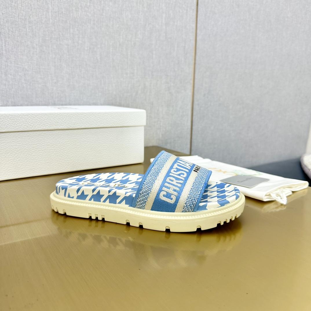 Dior Wmns DWay Slide 'Houndstooth - Corn Flower' - DopestKickz