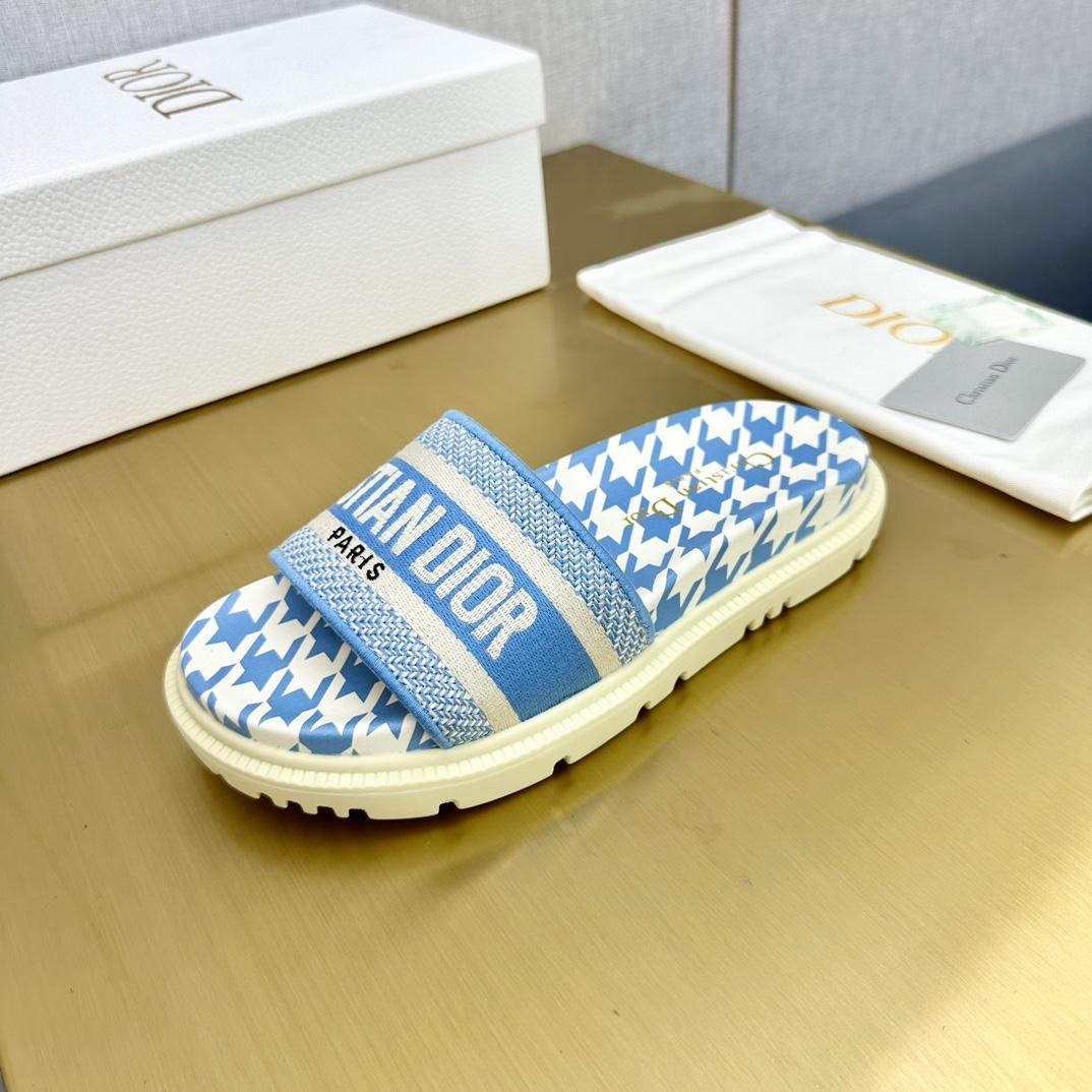 Dior Wmns DWay Slide 'Houndstooth - Corn Flower' - DopestKickz