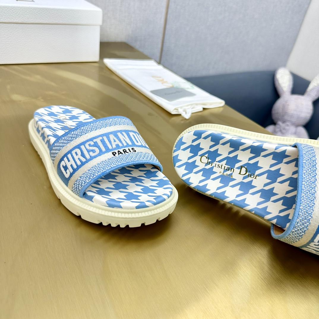 Dior Wmns DWay Slide 'Houndstooth - Corn Flower' - DopestKickz