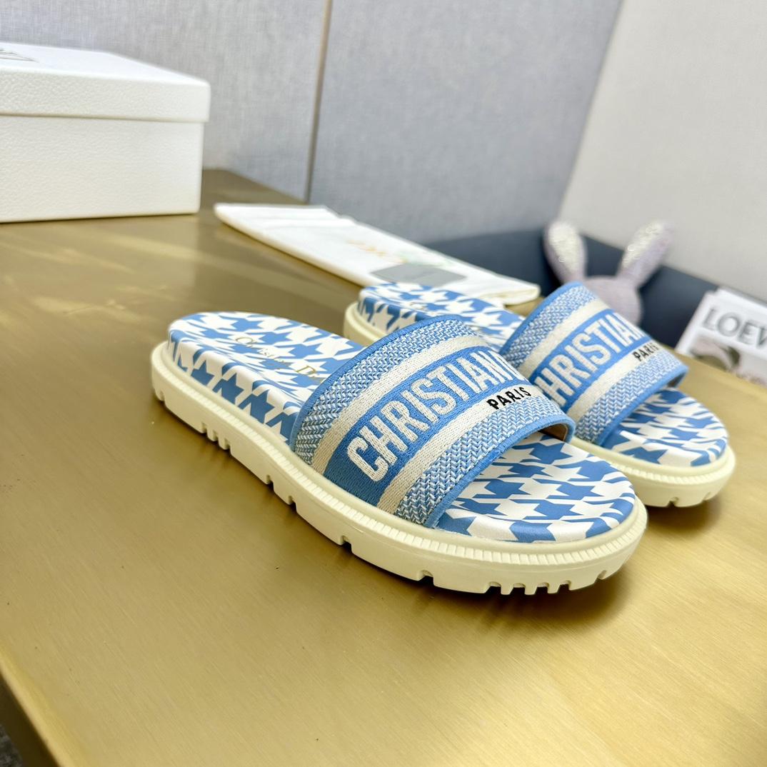 Dior Wmns DWay Slide 'Houndstooth - Corn Flower' - DopestKickz