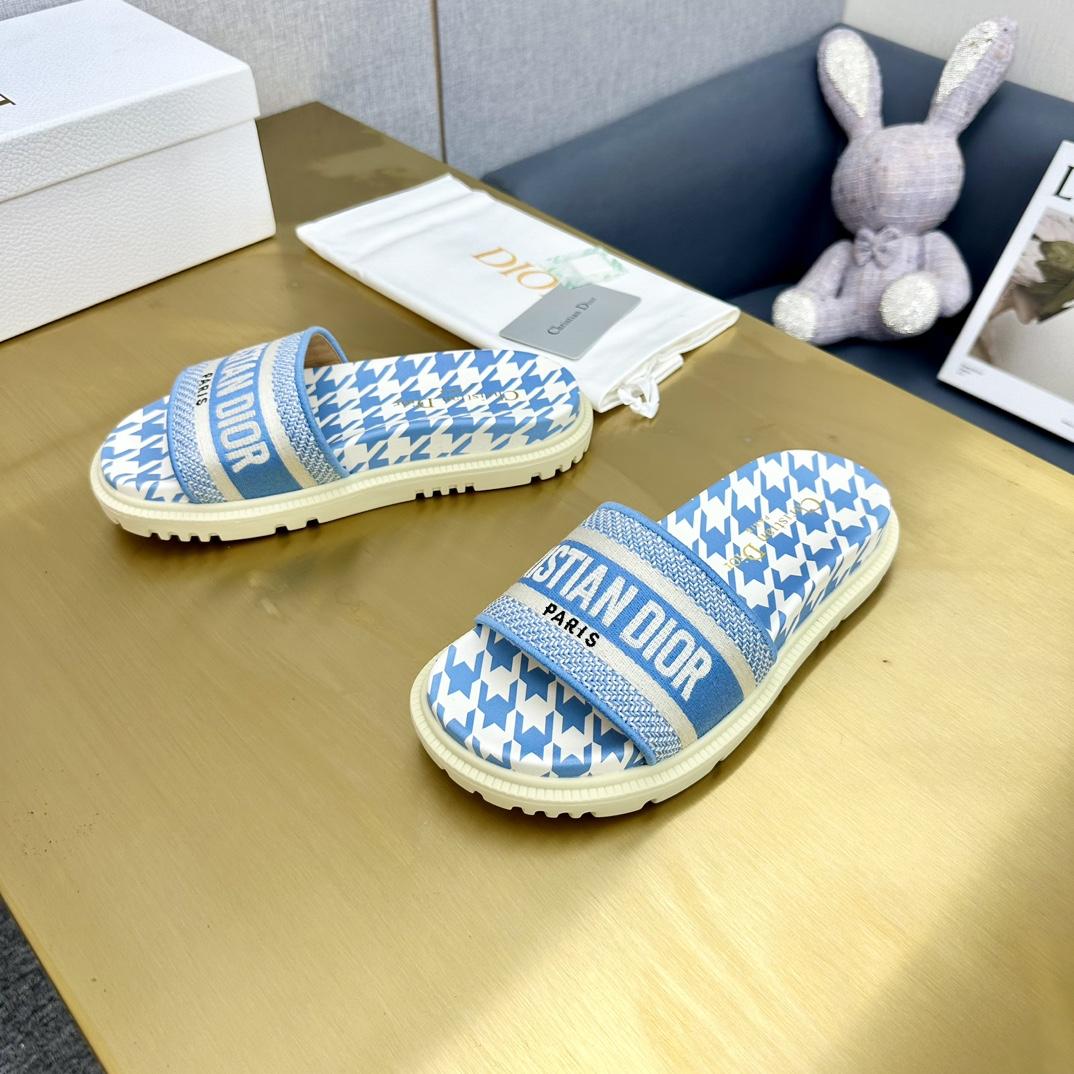 Dior Wmns DWay Slide 'Houndstooth - Corn Flower' - DopestKickz