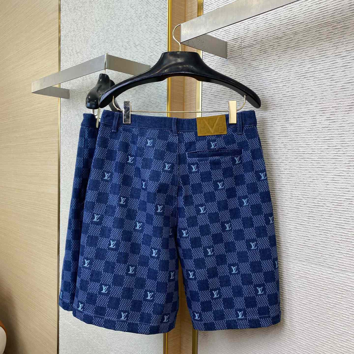 Louis Vuitton Embroidered Damier Denim Shorts  1AFVO5 - DopestKickz