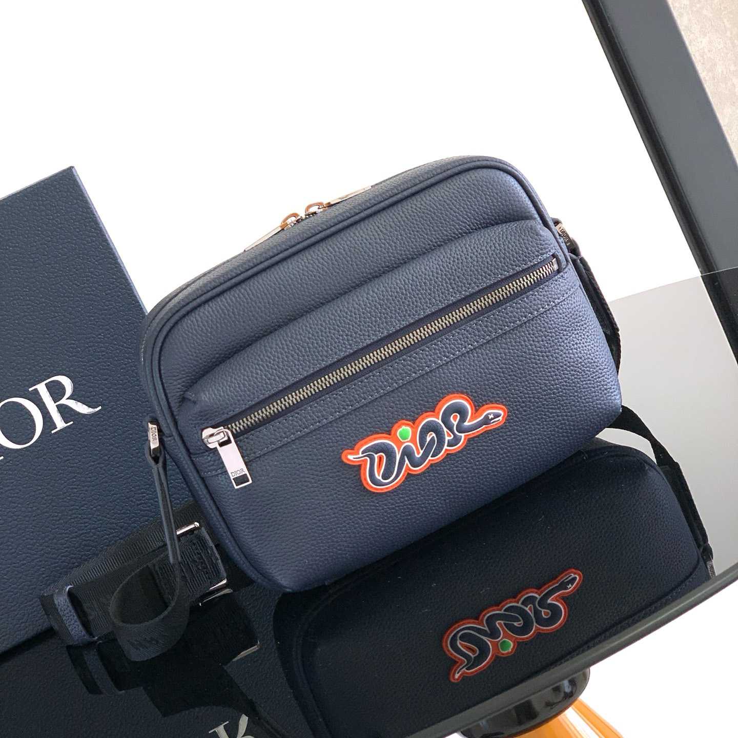 Dior And Kaws Mini Rider 2.0 Zipped Messenger Bag   - DopestKickz