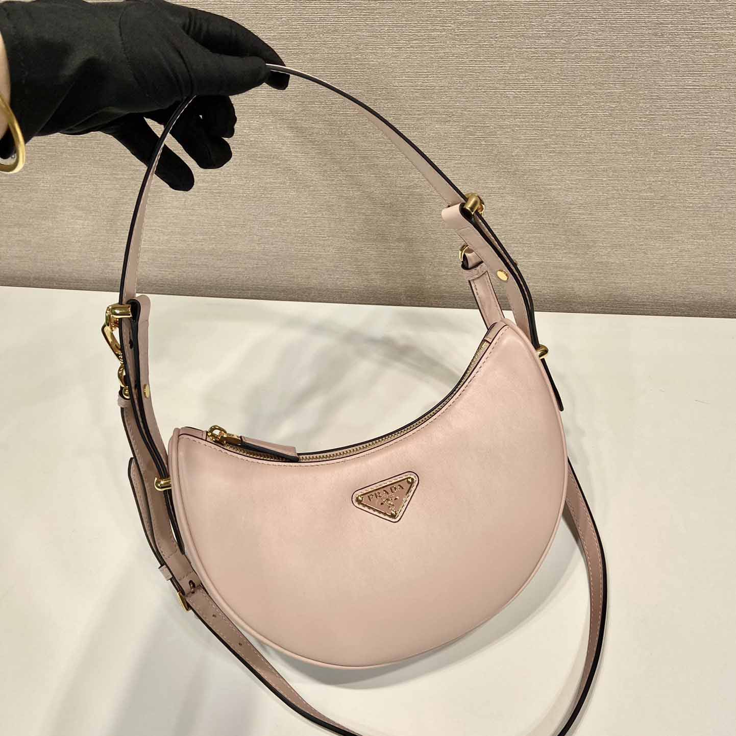 Prada Arqué Small Leather Shoulder Bag - DopestKickz