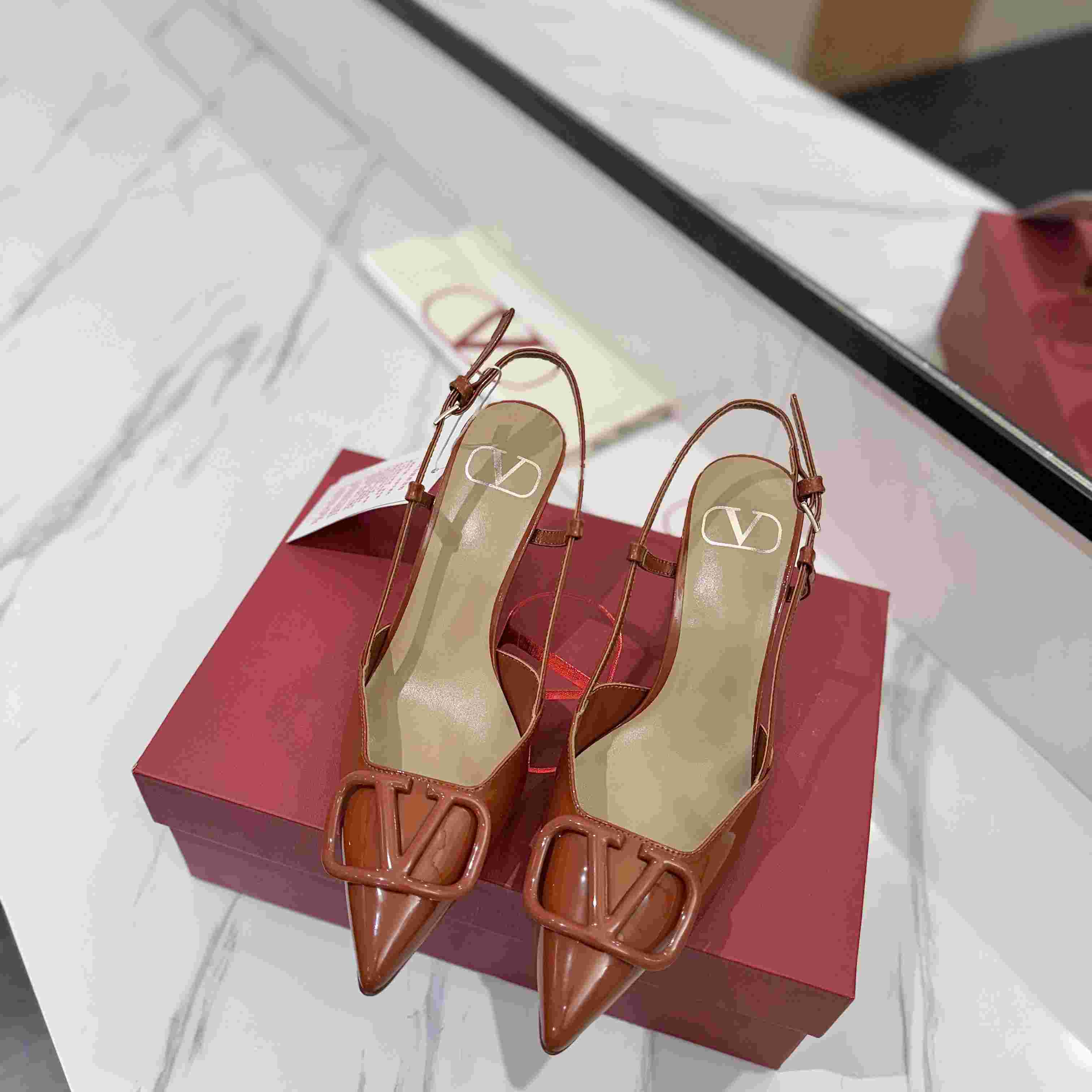 Vlogo Signature Patent Leather Slingback Pump 80mm - DopestKickz