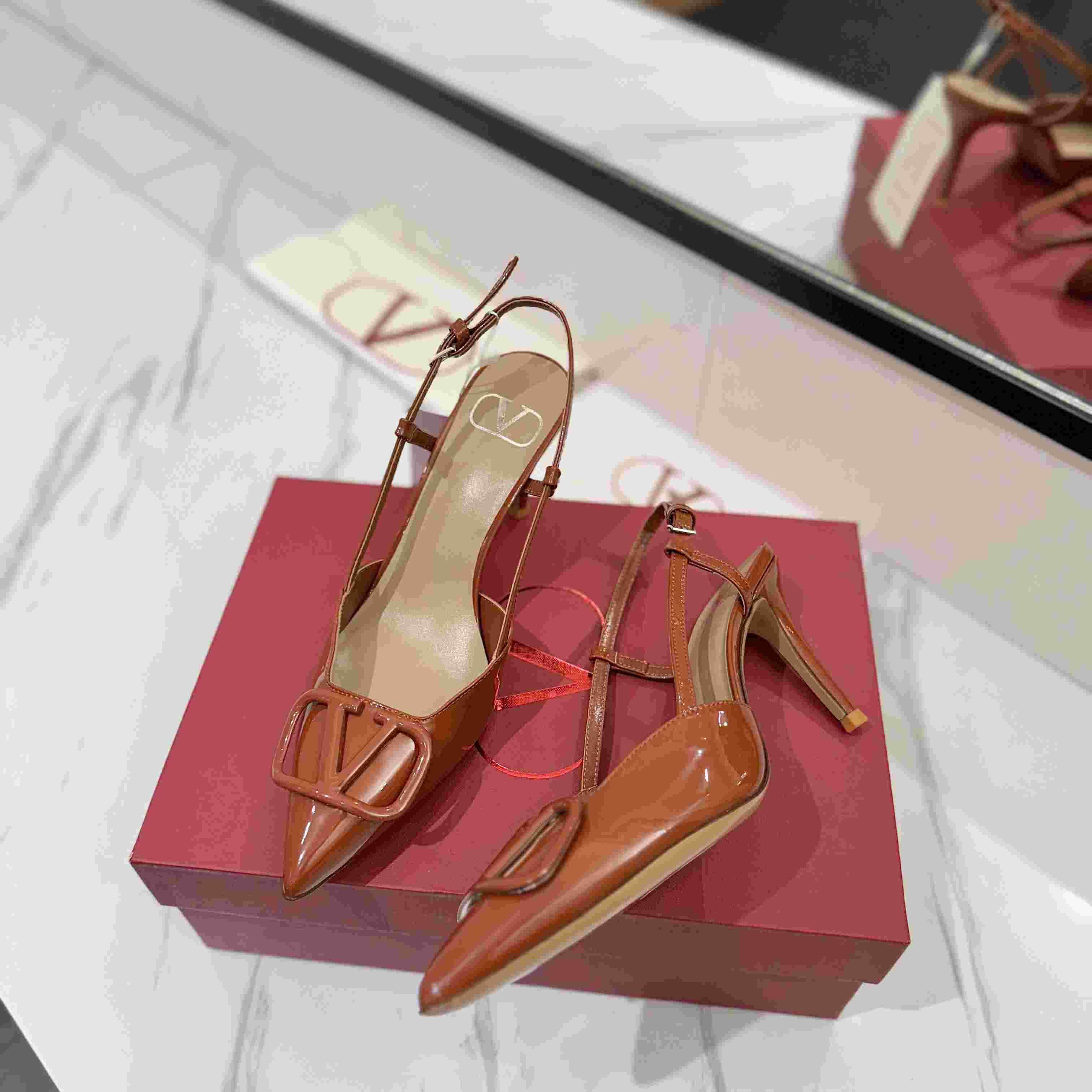 Vlogo Signature Patent Leather Slingback Pump 80mm - DopestKickz