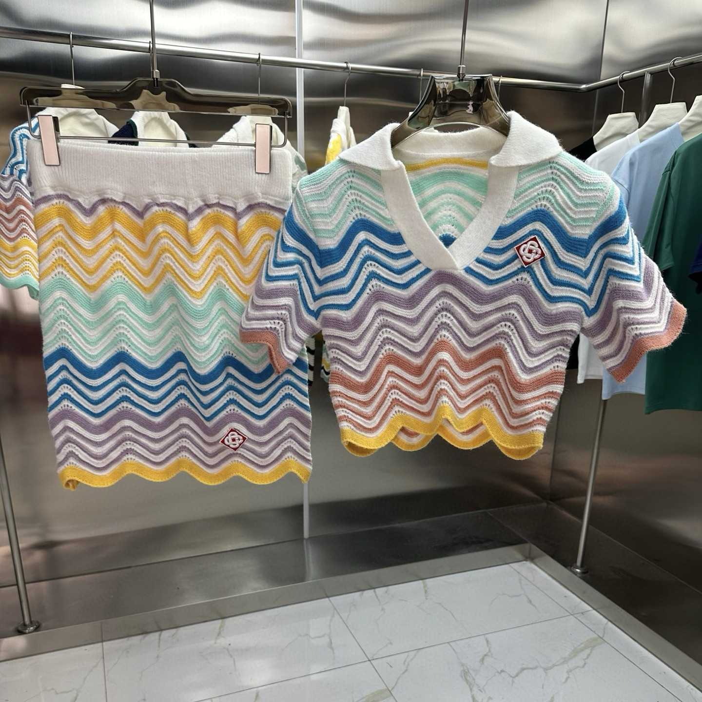 Casablanca Gradient Wave Crochet Top And Short Skirt - DopestKickz